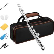 Flauta Piccolo 16 Chaves Tecla C Dó Instrumento Musical Com Kit Completo e Bolsa de Transporte