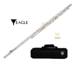 Flauta Transversal Eagle Fl03s Em Dó Com Case Prateada Prateado