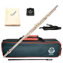 Flauta Transversal Eagle Fl03S Em Dó Com Case Prateada