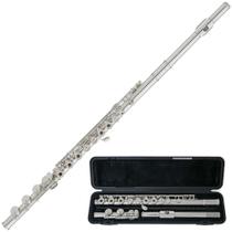 Flauta Transversal Yamaha Yfl-482H Chaves Em Linha Prata