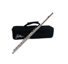 Flauta Transversal Zellmer Niquelada ZFL600N Afinação C Dó com Case