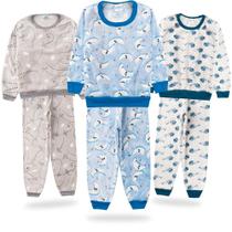 Fleece 3 Conjunto Pijama Bebe Ao Infantil Juvenil de Menino de Inverno Tamanhos 1 A 16 Anos - CFAstore