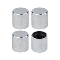 FLEOR 4pcs Metal Guitar Bass Knobs Control Knobs Chrome Flat Top