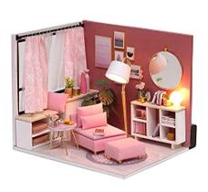 Flever Dollhouse Miniatura DIY House Kit Sala Criativa com Móveis e Capa para Presente romântico dos namorados (Love You Forever)