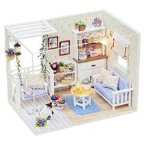 Flever Dollhouse Miniatura DIY House Kit Sala Criativa com Móveis para Presente de Arte Romântica (Diário gatinho)