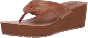 Flip-flop Flojos Jess, cunha bronzeada feminina, 3 cm, tamanho 6