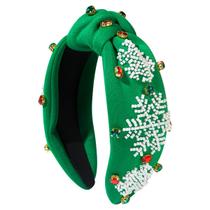 Floco de neve verde atado com miçangas e strass