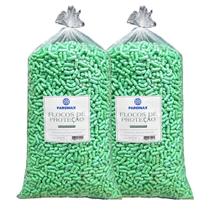 Flocos BioPack Extrusado Milho 166L Verde Biodegradável Antiestático para Proteção e Preenchimento Flocos BioPack Extrusado Milho 166L Verde Biodegradável Antiestático para Proteção e Preenchimento