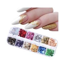 Flocos De Alumínio Com Glitter Dourado Em 12 Cores Para Decoração De Unhas, Chips De Paillette Para