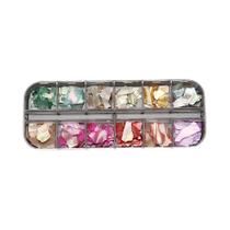 Flocos De Concha De Abalone Com Glitter, 12 Grades, Decoração De Arte Em Unhas, Amuletos 3D,