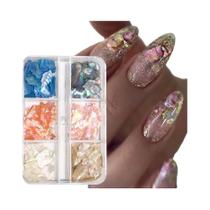 Flocos De Concha De Abalone Com Glitter, 12 Grades, Decoração Irregular Para Arte Em Unhas, Amuletos