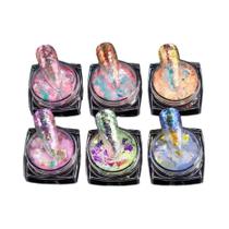 Flocos De Glitter Para Unhas Aurora Iridescente 6pcs Pigmento De Arte De Unhas Brilhante E Sonhadora