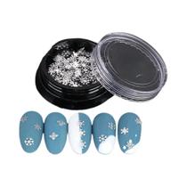 Flocos De Neve 3D Brancos De Natal, Glitter Metálico Para Unhas, Lantejoulas De Design Misto, Flocos De Neve 3D Brancos De Natal, Glitter Metálico Para Unhas, Lantejoulas De Design Misto,