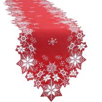 Flocos de neve bordados Simhomsen Table Runner Christmas Red