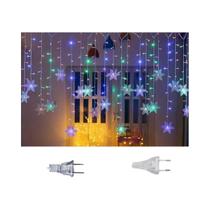 Flocos De Neve De Natal À Prova Dwaterproof Água Led Luzes Da Corda Piscando Cortina De Fadas Festa