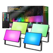 Flood Lights Onforu RGBW 40W Outdoor, pacote com 4 unidades com controle remoto Flood Lights Onforu RGBW 40W Outdoor, pacote com 4 unidades com controle remoto