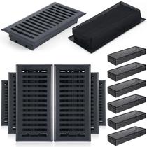 Floor Register Baquler, 12 peças com tampa, armadilha de 10 x 25 cm, preta