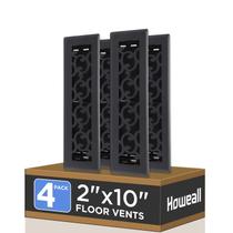 Floor Register Howeall 2x10 cm, pacote com 4, caminhável - preto