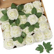 Flor artificial AmyHomie Ivory Rose 25 unidades com caule