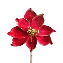 Flor Artificial Bico de Papagaio Vermelho Ouro 21cm - 1 Unidade