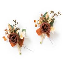 Flor artificial Boutonniere Ling's Moment Groom Groomsmen x2 Flor artificial Boutonniere Ling's Moment Groom Groomsmen x2
