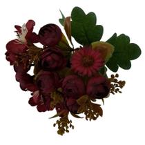 Flor Artificial Buquê Camélia E Margarida 30cm Flor Artificial Buquê Camélia E Margarida 30cm