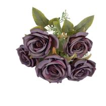 Flor artificial buquê com 5 rosas - Carmella Presentes