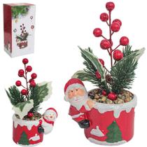 Flor artificial com papai noel boneco de neve de porcelana