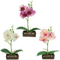 Flor Artificial Com Vaso Cimento Retangular Love Sortidos 21X15Cm Na Caixa - Clink