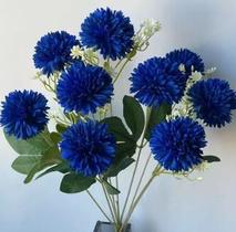 Flor Artificial Cravo com 9 flores Cor Azul Flor Artificial Cravo com 9 flores Cor Azul