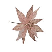 Flor Artificial De Natal Rosa 32cm Flor Artificial De Natal Rosa 32cm