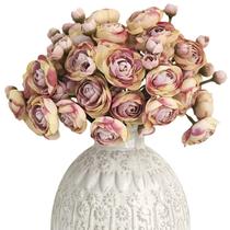 Flor artificial Letjolt Ranunculus 18 peças de seda roxa
