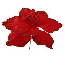 Flor Artificial Natal Veludo Vermelha Haste 15m Flor Artificial Natal Veludo Vermelha Haste 15m