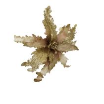 Flor Artificial Natalina Poinsétia Champanhe E Rose Haste 50cm