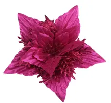 Flor artificial YYCRAFT Poinsettia 18 cm com glitter (12 unidades) Flor artificial YYCRAFT Poinsettia 18 cm com glitter (12 unidades)