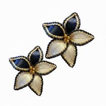 Flor Bico de Papagaio Azul Dourado Pick Natalino Tecido Aveludado 25cm 2UN Flor Bico de Papagaio Azul Dourado Pick Natalino Tecido Aveludado 25cm 2UN