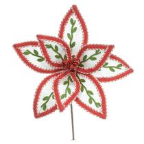 Flor bico de papagaio branco e vermelho 28cm florarte