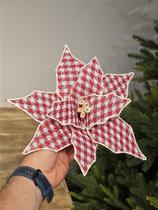 Flor bico de papagaio vermelho e branco xadrez 28cm - decoração Flor bico de papagaio vermelho e branco xadrez 28cm - decoração