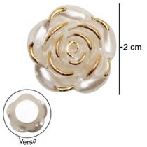 Flor Botão Perolada Abs Com Furo Passante 250 Gramas