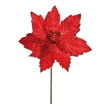 Flor Cabo Curto Poinsettia Vermelha 25cm - 01 unidade - Cromus Natal - Rizzo
