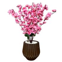 Flor Cerejeira Pessegueiro Artificial Buque Com Vaso Origami