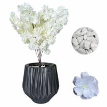 Flor Cerejeira Pessegueiro Artificial + Vaso Origami Pedra Flor Cerejeira Pessegueiro Artificial + Vaso Origami Pedra
