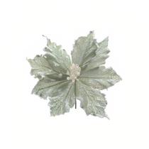 Flor de Cabo Curto Poinsétia Verde/Branco - 14cm - 1 unidade - Cromus - Rizzo