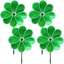 Flor de cata-vento Wind Spinner 4 peças verdes para jardim 70 cm Flor de cata-vento Wind Spinner 4 peças verdes para jardim 70 cm