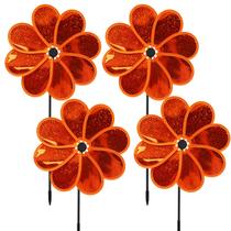 Flor de catavento Wind Spinner 4 peças de laranja para decoração de jardim Flor de catavento Wind Spinner 4 peças de laranja para decoração de jardim