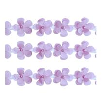 Flor de cetim c/perólas 3.8 cm cor lilás metro