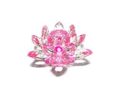 Flor de lótus - 10cm - rosa - (cristal de vidro/presente)