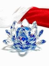 Flor de Lótus Cristal 8 cm cor:Azul