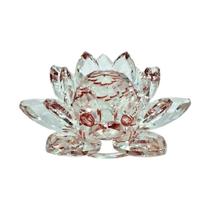 Flor de Lótus Cristal Transparente Brilhante Espiritual 9 cm