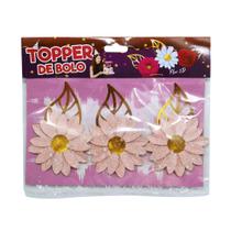 Flor de Papel Glitter 3D Para Decoração de Bolo Nº4 - TOPPER DE BOLO